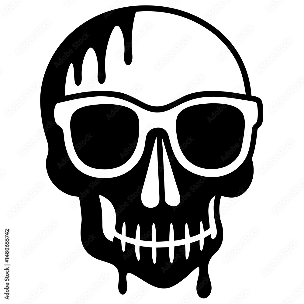 Fototapeta premium Cool Skull with Glasses and Slime Drip