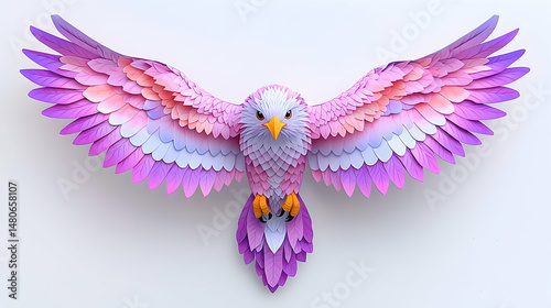 Pink and Purple Paper Bird Sculpture