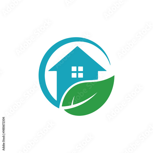 Leaf and Home Combine Logo Design