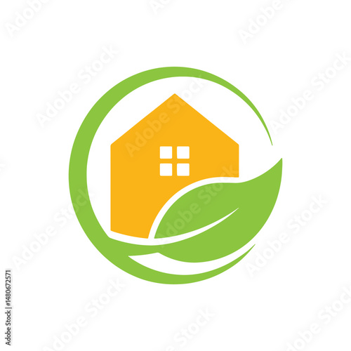 Leaf and Home Combine Logo Design