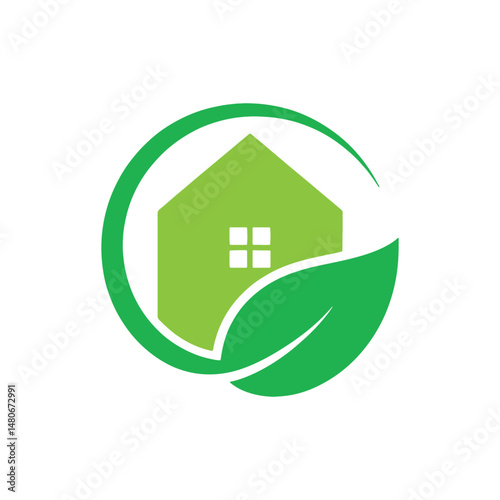 Leaf and Home Combine Logo Design