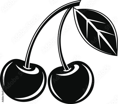 Cherry Fruit Silhouette Vector Illustration