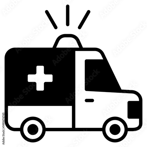 Ambulance Van glyph mixed icon