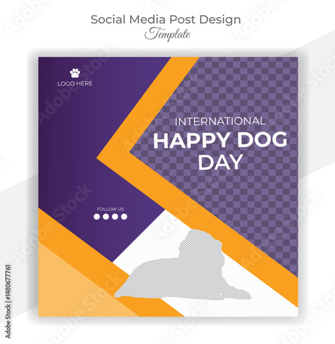 Happy dog day celebrate cover design template