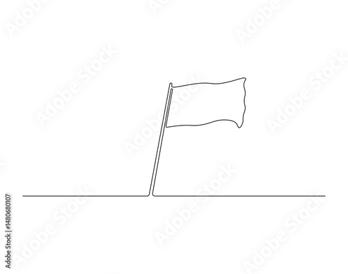 Flag outline drawing illustration. Continuous line draw of international anti terrorism day vector