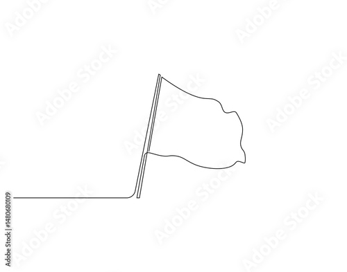Flag outline drawing illustration. Continuous line draw of international anti terrorism day vector