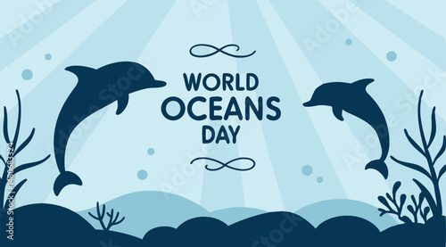 dolphins in the sea vector illustration of a world oceans day cartoon animals