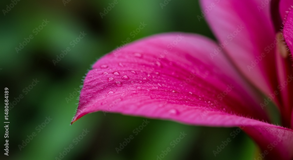 Closeup of a Pink Flower Petal with Water Droplets Closeup of a Pink Flower Petal with Water Droplets