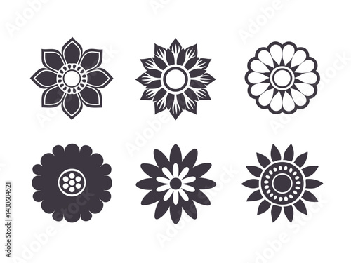 Sunflower logo silhouette vector, black silhouette of a sunflower on an isolated background, sunflower icon vector silhouette, sunflower logo in black silhouette