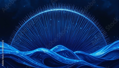 Unique blue abstract background image, curve, light, sparkle, gradation, banner texture advertising poster