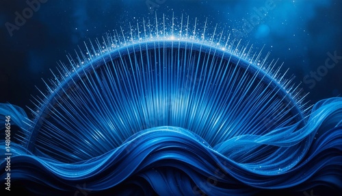 Unique blue abstract background image, curve, light, sparkle, gradation, banner texture advertising poster