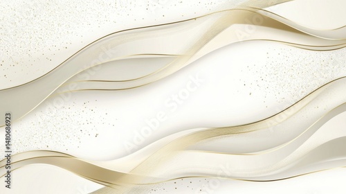 Abstract Cream and Gold Waves Background Graphic Design Element Elegant Luxury Style Neutral Tones Studio Shot