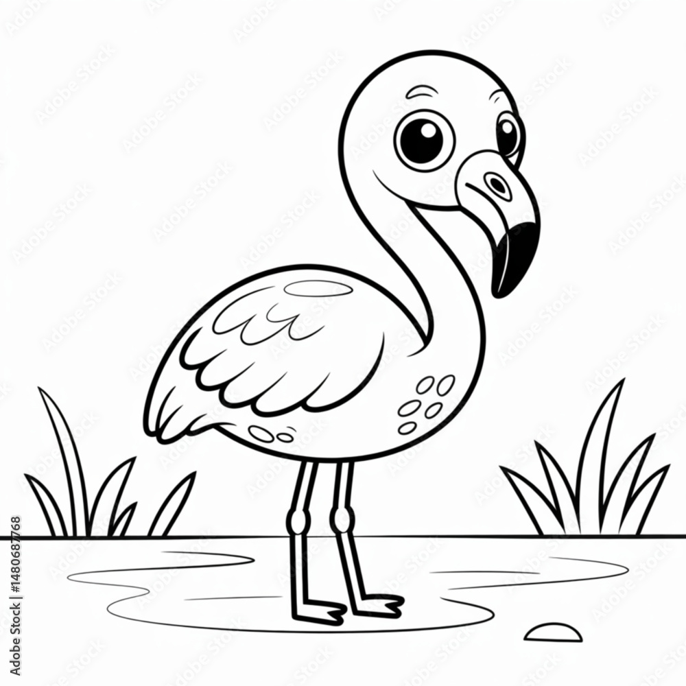 Fototapeta premium illustration of a cartoon flamingo