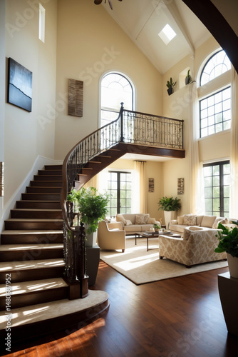 modern living room with staircase