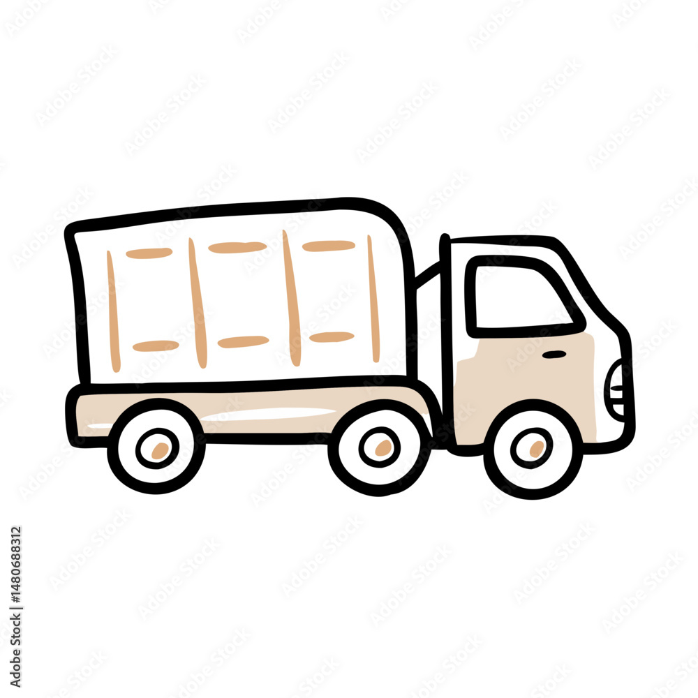 Fototapeta premium Cute Cartoon Truck Illustration, Delivery Vehicle