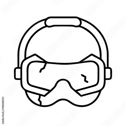 Cracked Survival Goggles Line Art Icon