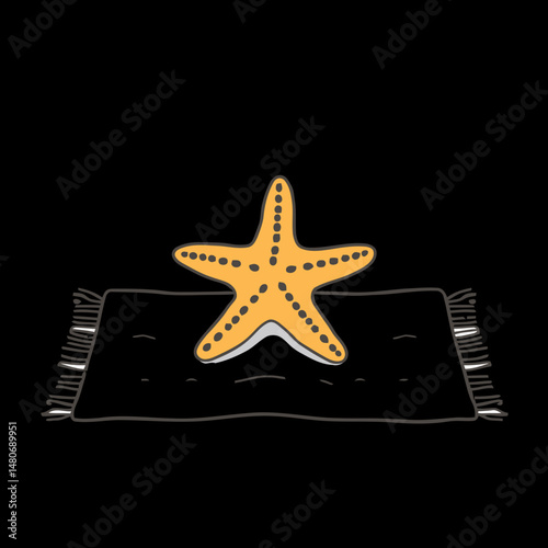 Starfish on a Rug: A captivating sketch features a starfish resting gracefully atop a rug. Simple, clean lines give it a playful vibe. This image will evoke a sense of the ocean and its wonders.