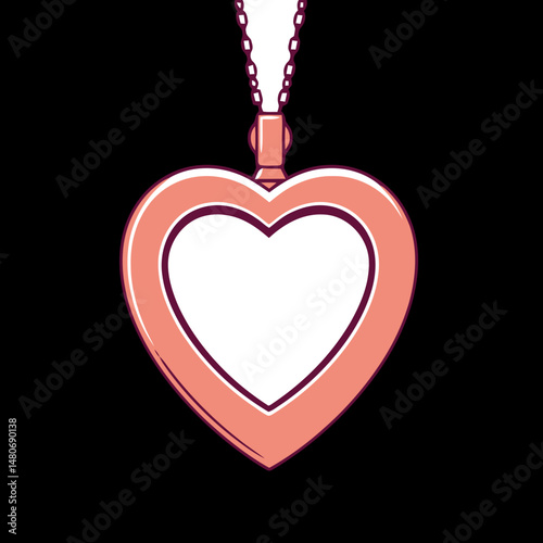 Heart Locket Illustration: An artistic illustration of a heart-shaped locket, perfect for expressing love and sentiment, depicted against a black backdrop, creating a visually striking contrast.