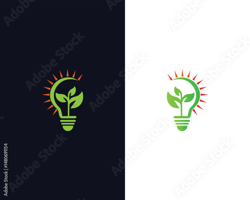 Green energy light bulb logo concept vector template for eco friendly initiatives and sustainable solutions