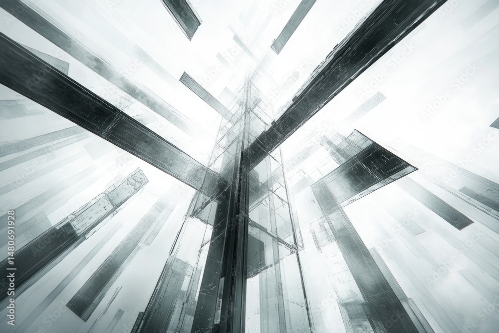 Obraz premium Abstract city skyscraper perspective