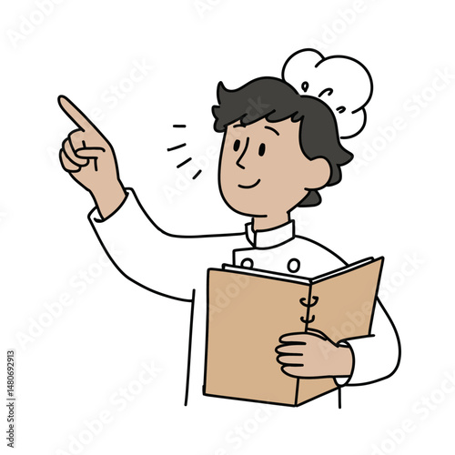 Professional chefs and nutrition staff holding clipboards in flat vector style suitable for culinary school or food industry illustrations