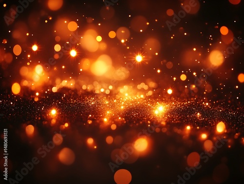 Sparkling golden lights create a festive backdrop.