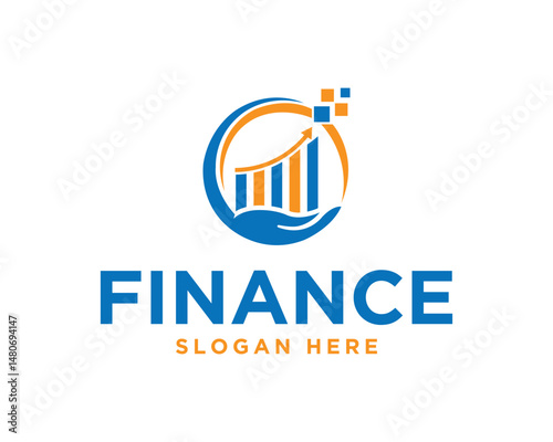 Business finance growth vector template logo design with hand and chart icon for investment financial services