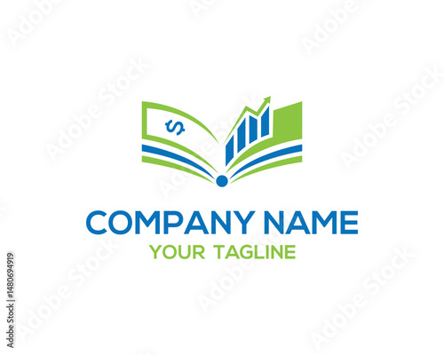 Financial education and growth concept for business vector template,book depicting wealth and success,symbolizing investment knowledge and financial progress