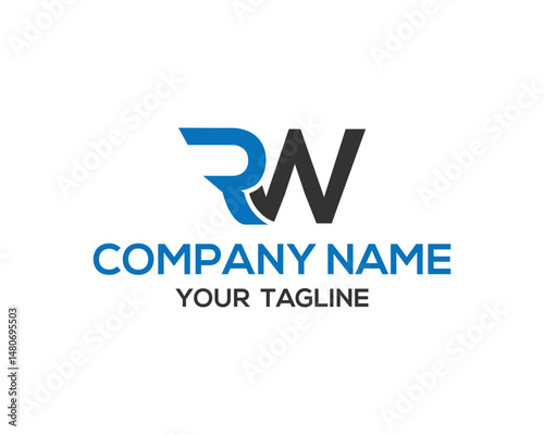 RW initial letter interlocking vector logo design brand identity solution company name and tagline template