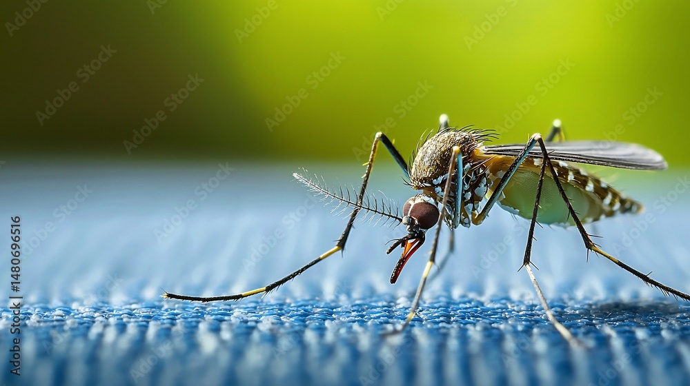 Naklejka premium Extreme close up of mosquito head antennae with detailed eyes and mouthparts in clear contrast