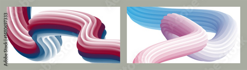 Abstract volumetric background. Cords. set of two illustrations. Toothpaste in a tube. Minimalism. Creative modern background. Cover design, wallpaper, background. eps vector.