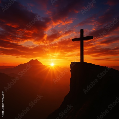 cross at sunset