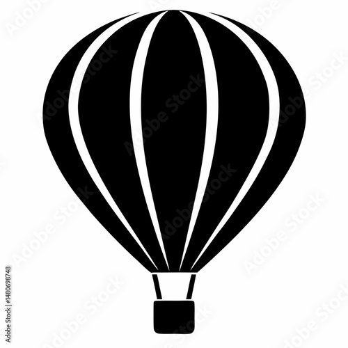 Black and white air balloon vector on white background.