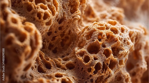 Extreme Close-up of Dried Sea Sponge Surface Texture .