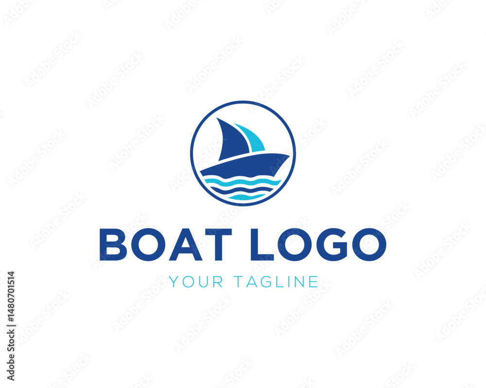 Minimalist boat logo vector template with waves circle emblem perfect for maritime business or yachting club modern branding design Minimalist boat logo vector template with waves circle emblem perfect for maritime business or yachting club modern branding design