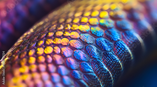 Detailed close up of a snakes  scales showing the snake upper layer