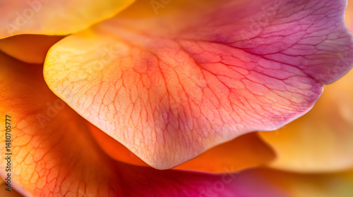Macro image of a flower petal, revealing its velvety texture and subtle gradients of color blending into each other,