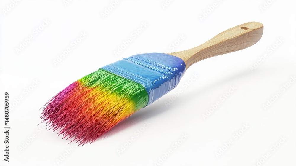 Fototapeta premium Colorful paintbrush presented against a white backdrop.