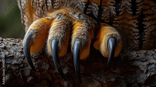 Macro Shot of an Owl’s Talons Gripping a Tree Branch in Sharp Detail
