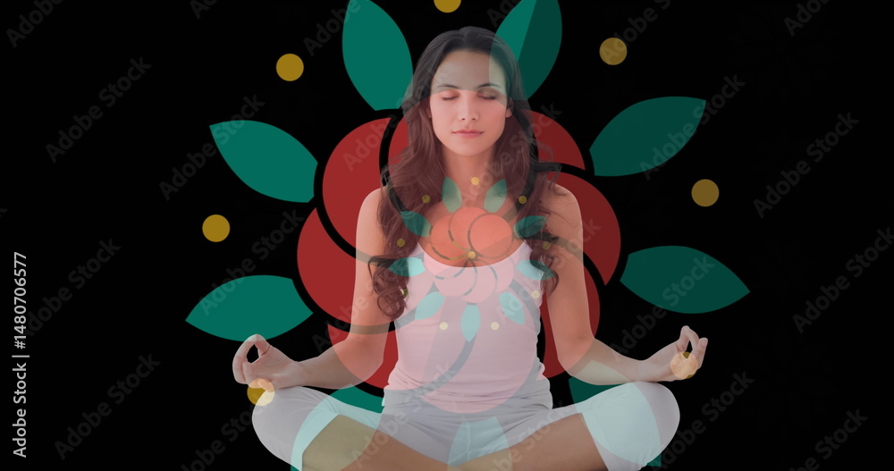 Obraz premium Image of caucasian woman meditating over flower