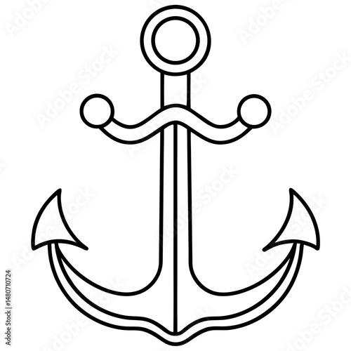 Vector anchor illustration, black outline, perfect for nautical themes, marine branding, and tattoo designs