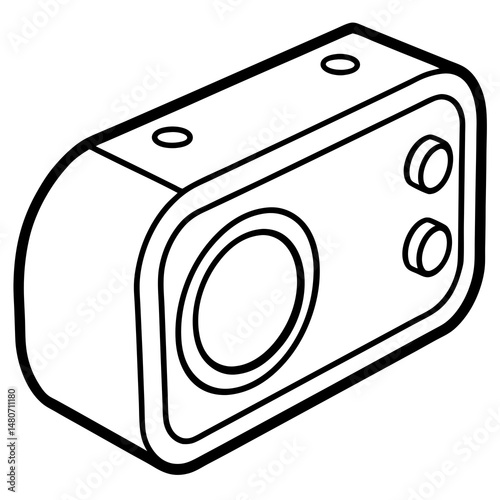 Vector speaker illustration, black outline, suitable for audio technology, product design, and marketing purposes