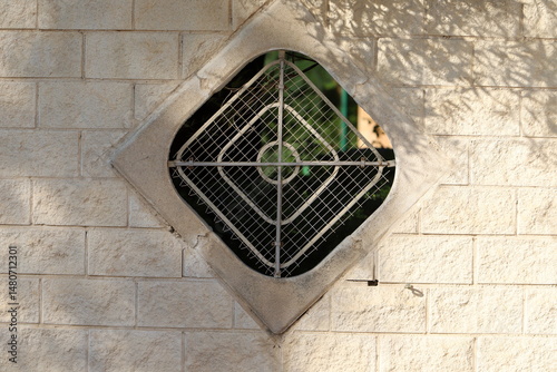 A small window as an architectural detail in the construction of buildings and structures in Israel.