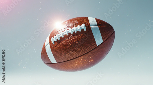 Leather American football on white background, full ball use for Sports Equipment Branding, Blog, Marketing, Mockup, Poster or Banner