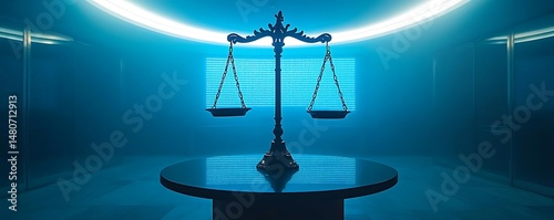 Scales of Justice, Blue Room, Law Concept