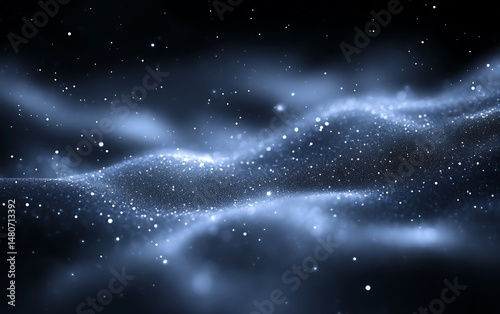 Abstract celestial backdrop of shimmering particles.