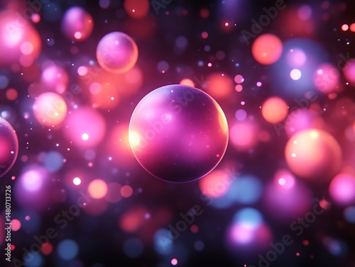 Abstract digital artwork featuring glowing spheres in vibrant hues.