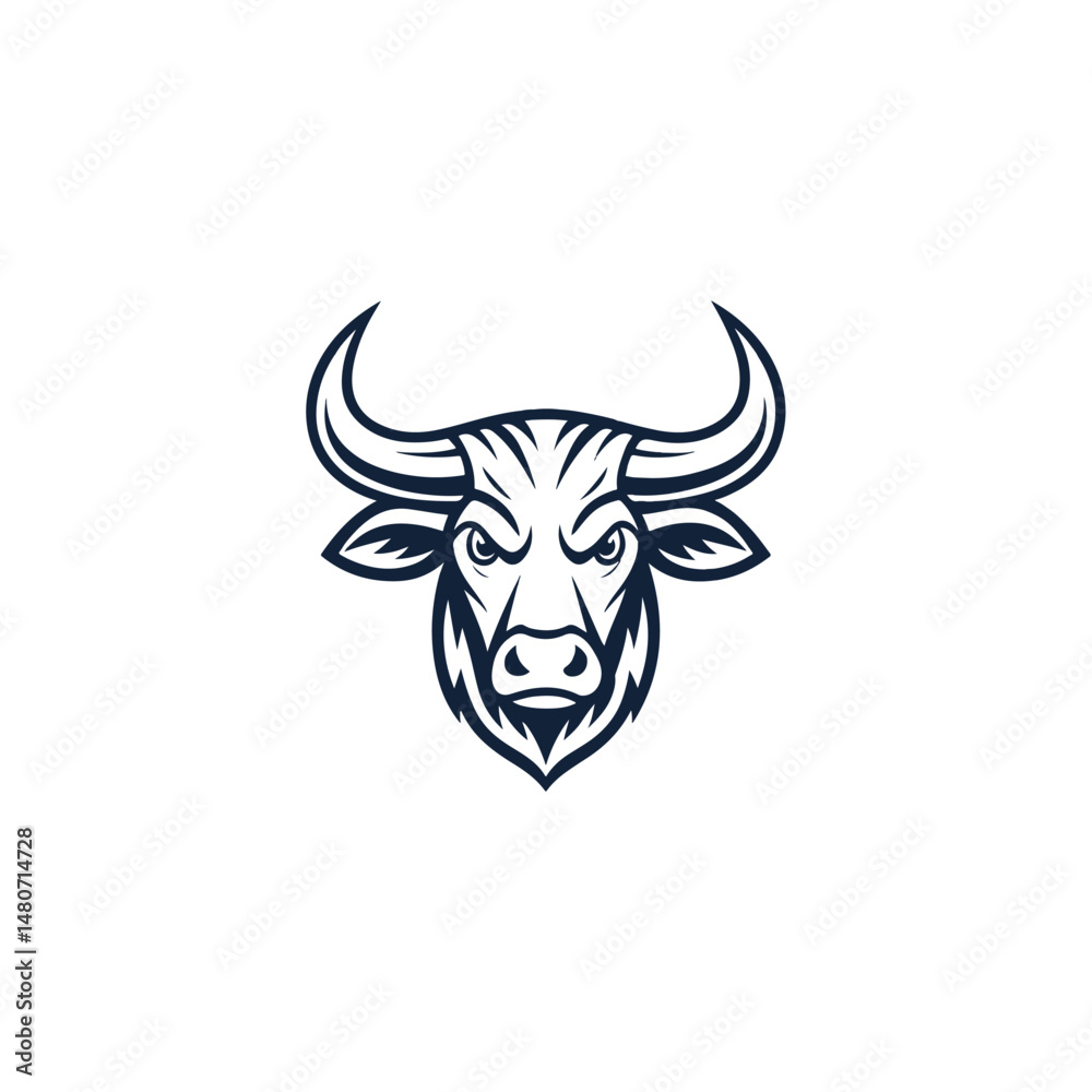 Fototapeta premium Elegance drawing art buffalo cow ox bull head logo design inspiration Bull, cow, angus, buffalo, cattle Head logo. Premium logo. Elegant logo symbol design illustration vector for company. 