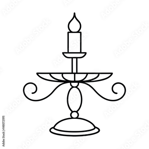candle holder sketch line art vector