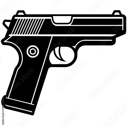 gun and bullets Vector icon illustration silhouette Graphics design image white background
